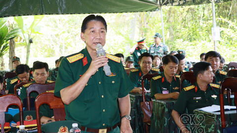 Quân khu 9 kiểm tra tại Ban Chỉ huy phòng thủ khu vực 1 - Thới Lai