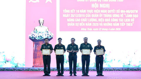 Đảng ủy Quân sự tỉnh Đồng Tháp: Tổng kết 10 năm thực hiện Nghị quyết 984 về công tác Lịch sử Quân sự
