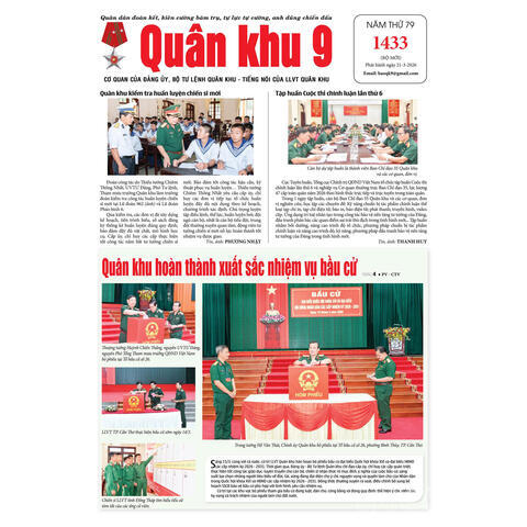 Báo in Quân khu 9 số 1433 ra ngày 21/3/2026