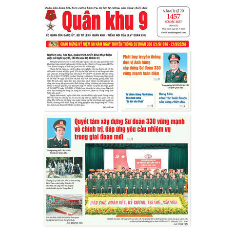 Báo in Quân khu 9 số 1457, phá hành ngày 21/9/2026