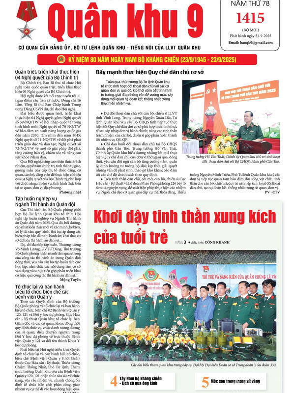 Báo Quân khu 9, số 1415 (21/9/2025)