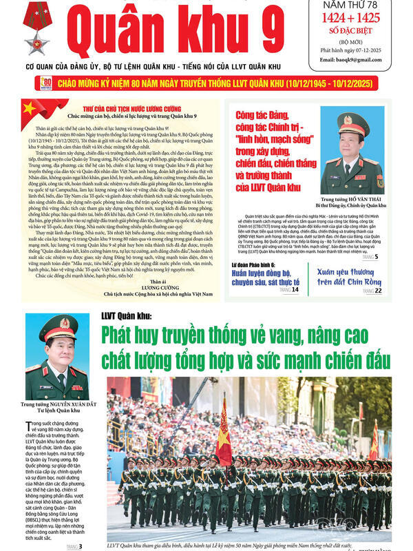 Báo đặc biệt Kỷ niệm 80 năm LLVT Quân khu 9